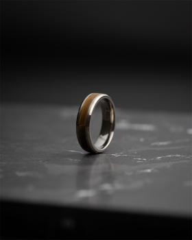 Preview: 6 mm Silber-Titanring mit Tigerauge-Stein - Rota Light Tiger